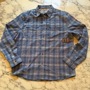 NWT Flag & Anthem Mens Madeflex Plaid Shirt Button Up Blue Sz M Moisture Wicking